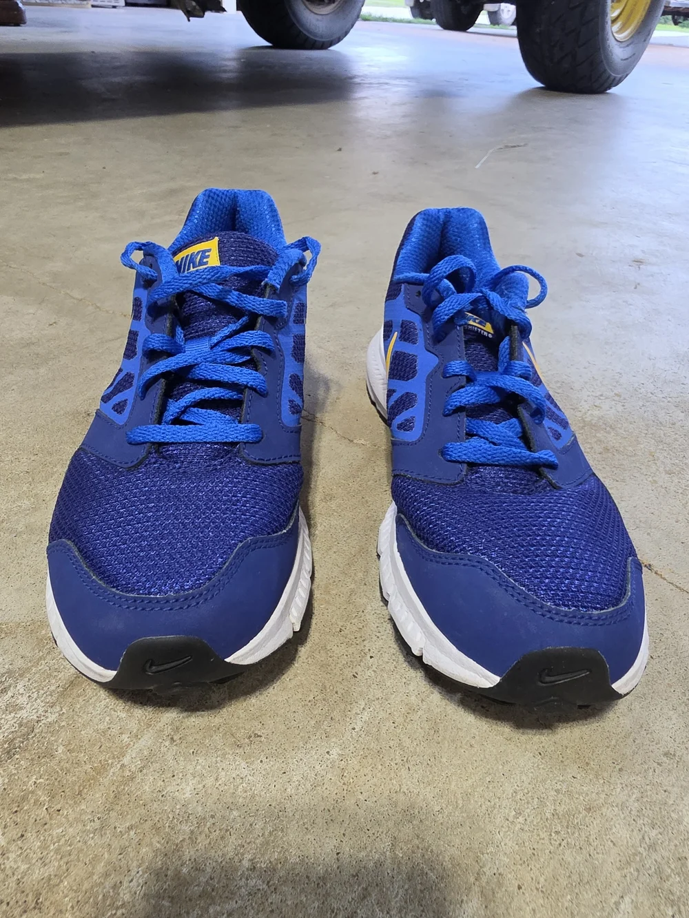 Nike Blue with Yellow Swoosh Athletic Trainers Boys Shoes